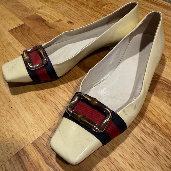 Gucci Patton Bamboo Ivory Ballet Flats 8B RARE - Picture 3 of 11